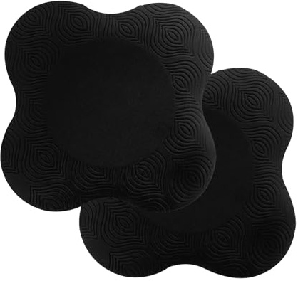 Omevett 2 Pcs Yoga Knee Pads - Non-slip Kneeling Mat Cushion, Comfortable Lightweight Support for Knees, Hands, Wrists and Elbows (20 x 20 cm, Black)