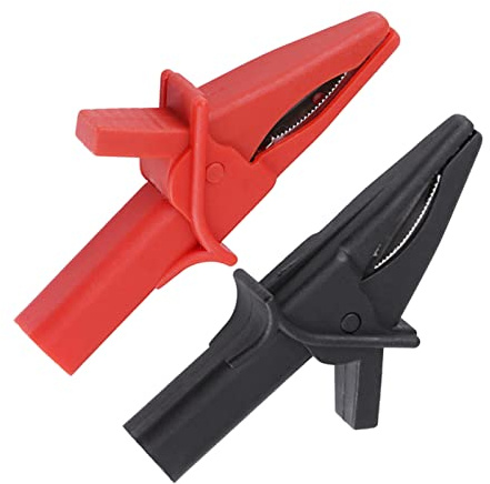 Haosie 2PCS Insulated Crocodile Clips, Red and Black Alligator Clips | Electrical Measuring Accessories for 4 MM Socket Oscilloscope Test Leads