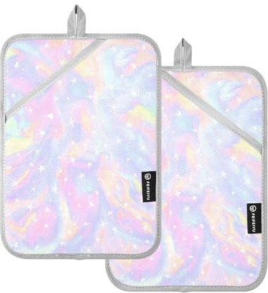 KLL Pot Holders, 2 Pack Heat Resistant Potholder with Pocket Hot Pads for Cooking Oven Pads, 9.8x7 Colorful Star Tie Dye