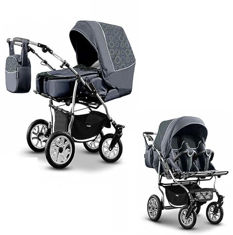 Zwillingskinderwagen 2 in 1 City Twin inkl. Sportsitze - 15 Teile - in 19 Farben
