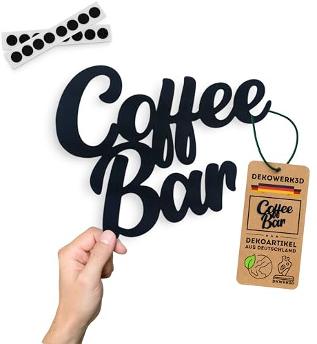 DKWRK3D Coffee Bar Schild klebend - Kunststoff Kaffeeecke Küche Dekoration Türschild & Wanddekoration - Kaffeebar Wanddeko Küche Deko - Kaffee Schild Coffee - Wandschild - Schriftzug (M)