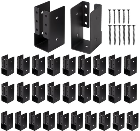 Gawicpy Concealed Joist Hangers, 30 Pcs 2x4 Outdoor Trim Concealed Flanges with Screws, for Beam,Swing, Handrail,Fence (30, 2x4)