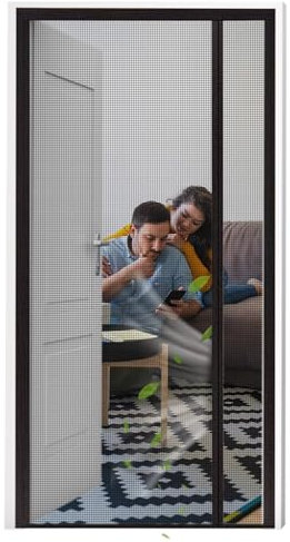 Magnetische Fliegengittertür 180x245cm Schwarz, Moskitonetz, Insekten ohne Bohren, ideal für Balkontür, Terrassentür, Terrassentür