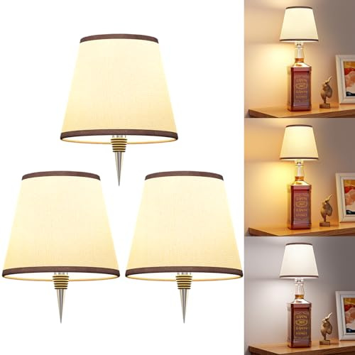 Eclipterra Wireless LED Bottle Lamp Shade RGB 3CCT Rechargeable 5000mAh Battery Portable Cordless Wine Bottle Table Lamp for Indoor Outdoor Dining Bedroom with Remote (Beige, 3 Pack)