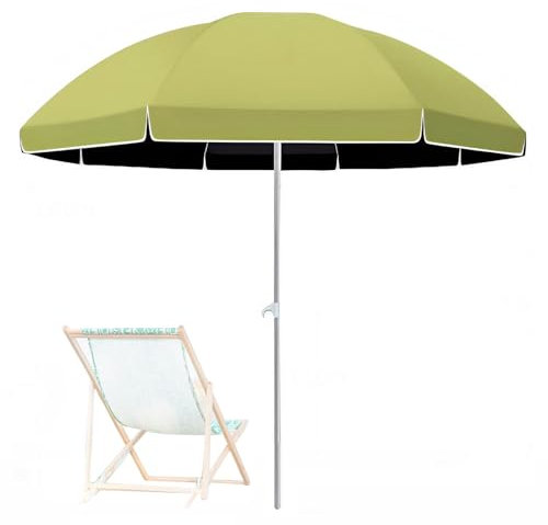 Sonnenschirm mit UPF 50+ Schutz,Tragbarer Gartenschirm mit 8 Rippen & Stahlmast, Outdoor-Strandschirm für Garten Hinterhof Pool Deck, Grün(240cm/8ft)