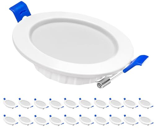 FIVMEN 20x Einbaustrahler LED 220V LED Spots 9W IP44 Flach Deckenspots Spots Deckenleuchte Einbauleuchten Einbauspots für Badezimmer Küche Wohnzimmer, Kaltweiß