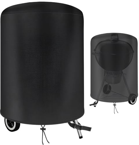 Esshogo Grillskydd för utomhusbruk, grillskydd Ø 70 x 70 cm, 210D Oxford-tyg vattentätt utomhusgrillskydd, rund grillöverdrag, svart
