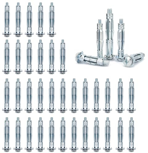 40 Stück Hohlwandanker, M5 x 52 Hohlraum Metallanker Set, Kohlenstoffstahl, Hohlraumdübel Metall, Expansion Nuts, Jack Nuts, Für Gipswände, Hohlwände, Eisentüren