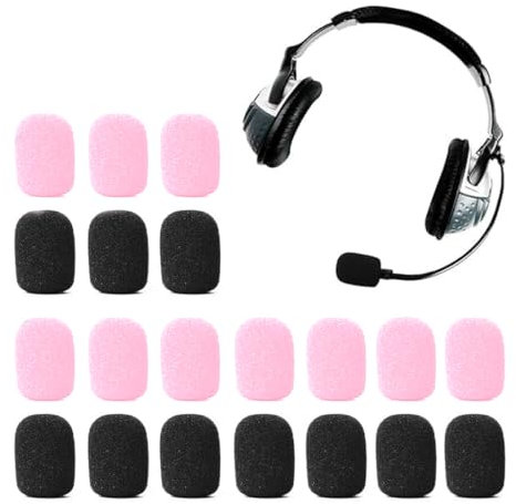 SGERUFZ 20 pièces Bonnette pour Micro-Cravates, Microphone, Pare-Vent et Anti-Projection en Mousse Anti Bruit, pour Casque Audio et Micro-Casque, Pare-Brise pour Mini, Protecteur de (Noir + Rose)