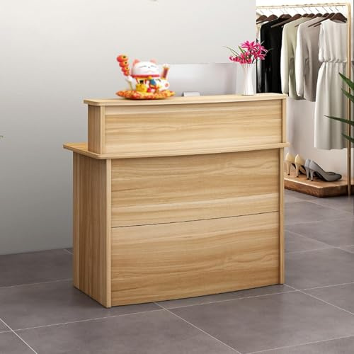 Receptionsdisk Med Disk, Receptionsdisk Diskbord Med Låsbara Lådor, För Skönhetssalong, Stormarknad, Närbutik, Klädaffär, Mjölktebutik, Företag, Light Walnut, 80cm