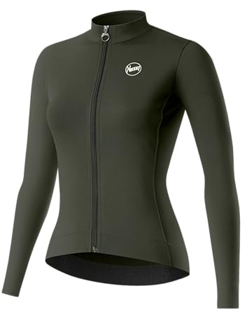 NUCKILY Radtrikot Damen Langarm, Fahrradtrikot Winter-Thermo-Fleece-Radjacke mit Taschen für Kaltes Wetter Reiten Radfahren Top