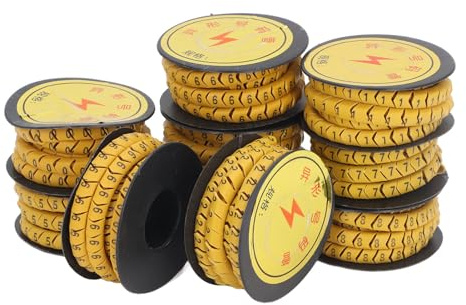 Yanmis Oilproof Wire -Market Tube, 0 to 9 Number Tube with Anti -slip Design, 10 Pack for Electrical Labeling Requirements (4m²)