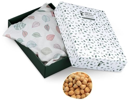 GRÜNSPECHT Kirschkern-Kissen 22 x 24 cm, Wärmekissen aus Baumwolle mit natürlicher Kirschkernfüllung, mit Geschenkbox, für Mikrowelle & Backofen, bei Verspannungen & Bauchschmerzen,(110-V9)