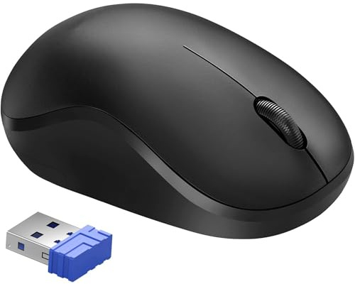 Mouse wireless per laptop, mouse USB da 2,4 GHz, mini mouse ottico portatile senza fili 1200 DPI, compatibile con PC, Mac e Linux, 18 mesi di durata della batteria (nero)