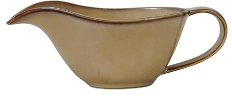 Sharplace Gravy Boat Ceramic Sauce Jug with Handle Easy to Clean Gravy Dispenser Salad Dressing Boat for Dining Table Restaurant Café Christmas Wedding Family Dinners & Sunday Roast, Khaki