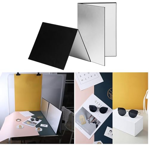 ERYUE Riflettore Fotografico A4, Cartone Resistente, per Alimenti, Gioielli, Cosmetici, Fotografia, Bianco Oro (A3)