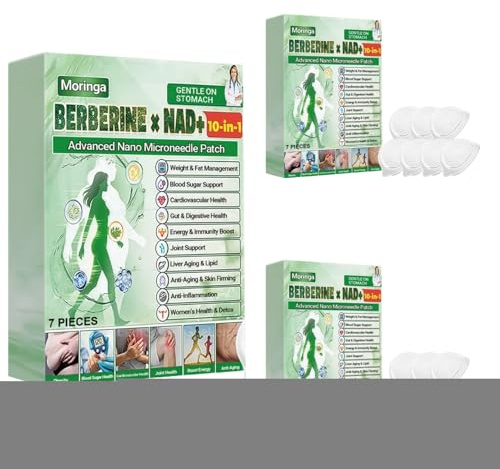 Moringa Berberine Patch, 3 Boîte 21 Pièces Berberine Patches, Patch Nano Microneedle Minceur, Aide Au Métabolisme, Façonner Un Corps Sain, Outils Auxiliaires, Patchs De Soin Corporel