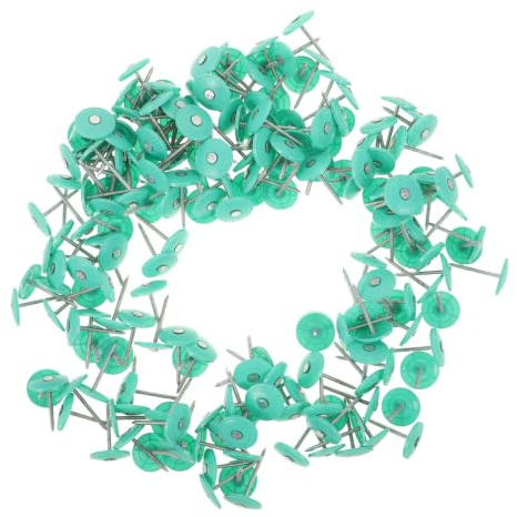 FRCOLOR 200 Pezzi Chiodi per Tetto Cappuccio Rotondo in Plastica Verde 35mm per Isolamento e Fissaggio Sicuro su House Wrap e Pannelli Isolanti