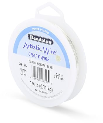 Artistic Wire, 20 Gauge Silver Plated Tarnish Resistant Colored Copper Craft Wire, Silver, 79 ft
