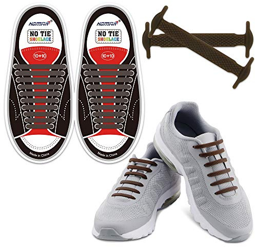 Homar sin corbata Cordones de zapatos para niños y adultos Impermeables cordones de zapatos de atletismo atlética de silicona elástico plano con multicolor de los zapatos del tablero Sneaker boots (Adult Size Brown)