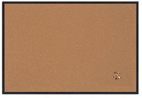 Bi-Office bacheca New Basic, Lavagna in sughero con cornice in MDF, 885x585 mm, Telaio Nero