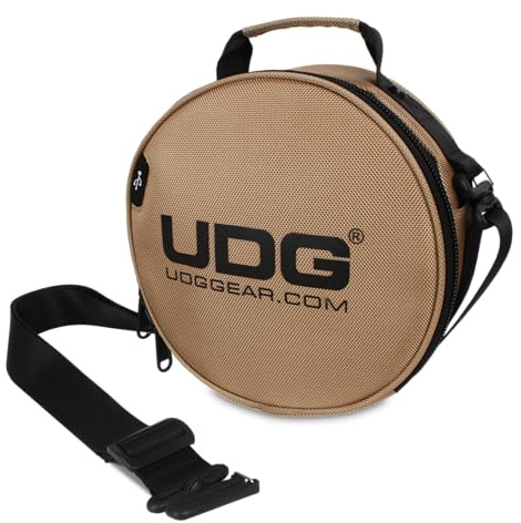UDG Ultimate DIGI Headphone Bag, Gold (U9950GD) | Compact headphone bag for DJs; padded compartment, accessories pocket, adjustable shoulder strap