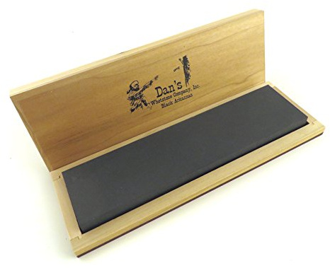 Dan's Genuine Black Arkansas Novaculite (Ultra Fine) Knife Sharpening Bench Stone Black Surgical Whetstone 8 x 2 x 1/2 in Wood Box BAB-82-C