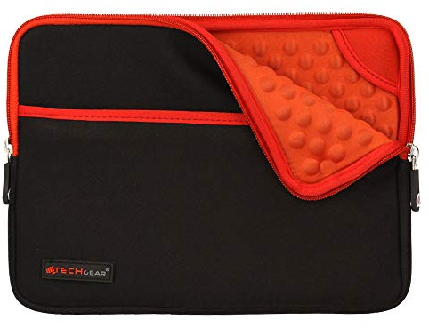 TECHGEAR Custodia Cover - Copertina protettiva manicotto in neoprene Sottile con interno antiurto bolle per il Apple iPad Pro 12.9, Samsung Pro 12.2, Book 12, Microsoft Pro 4/3/2 e altri - Rosso