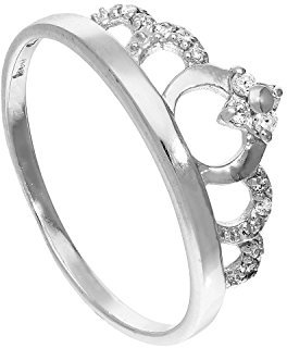 jewellerybox Sterlingsilber & Klar CZ Kristall Tiara Ring Größe 62 (Erhältlich 49-63)