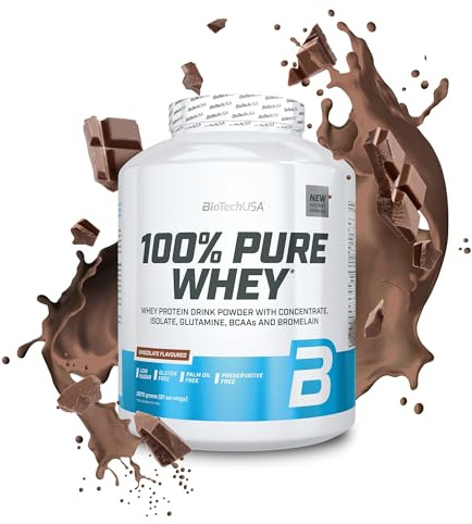 BioTechUSA 100% Pure Whey | Proteína en Polvo con BCAA y Glutamina | Sin Gluten, Sin Aceite de Palma, 2.27 kg, Chocolate
