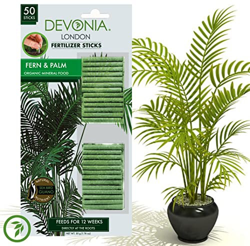 Devonia Fern & Palm Fertilizer Sticks – 50 Slow-Release Organic & Mineral Fertilizer Spikes for Healthy Growth, Plant Food for Indoor & Outdoor Plants, Easy to Use, No Mess, Feed at Roots for 12 Weeks