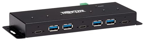 Eaton Hub Industrial USB-C de 7 Puertos, USB 3.x Gen 2 (10Gbps), 4X Puertos USB-A & 3X USB-C, Inmunidad ESD 15Kv, Sobretensión 2Kv (U460-4A3C-IND)