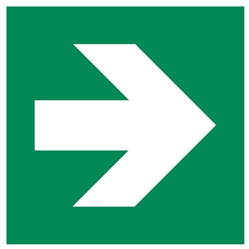 Aufkleber Rettungszeichen Pfeil rechts Symbol Schild 5-40cm Folie selbstklebend nach ISO 7010 made by MBS-SIGNS in Germany, Größen Name: 10x10cm