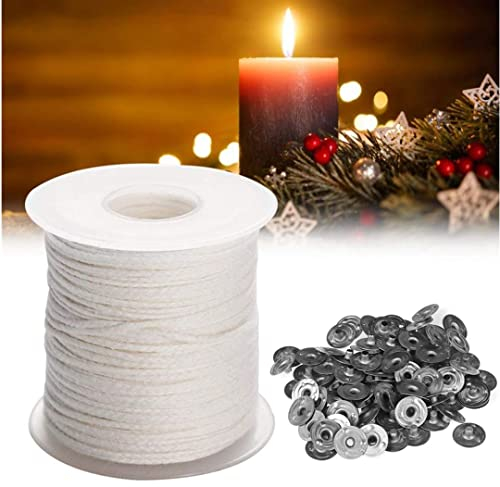 Kerzendochte aus natürlicher Baumwolle, 61 m pro Rolle, mit 100 Metalldochthaltern, Sojawachs, Kerzendochte, Bastelset