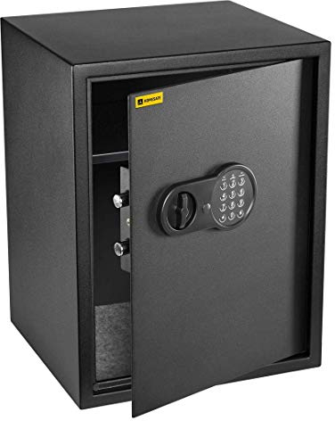 HomeSafe HV50E Cassaforte Piccola con Codice, 50x35x35cm (HxLxP), Cassaforte da Armadio Digitale con Combinazione Elettronica, Cassetta di Sicurezza per Soldi e Gioielli, Ideale per Uffici