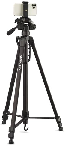 Cullmann - 52131 - Alpha 2800 Stativ Mobile BT m. Smartphonehalter und Bluetooth-Auslöser (Auszugshöhe 184,5 cm, Packmaß 70 cm, mit 3-Wege-Kopf, max. Tragkraft 2,5 kg, Gewicht 1334 g), schwarz