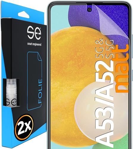 2x se® 3D SCHUTZFOLIE Entspiegelt für Samsung Galaxy A52 / A53,Anti-Staub, 100% Fingerabdruck & FaceID kompatibel, einfache blasenfreie Installation, Ultra-Klar, Stoß-Kratzfest, aus Deutschland