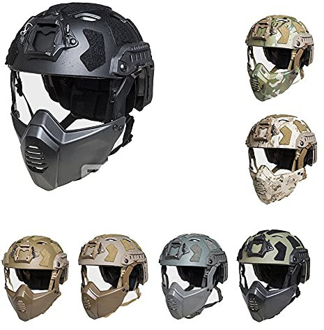 FMA Casque de protection tactique SF avec trou et demi-masque SF Rail