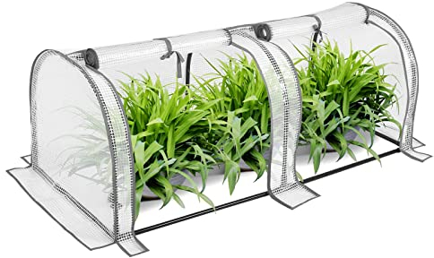 WOLTU Foliengewächshaus, Gewächshaus wasserdicht, Tomatengewächshaus wetterfest, PE Gitterfolie, Mehrzwecktreibhaus Pflanzenhaus für Garten Balkon, 130 x 60 x 50 cm, Weiß