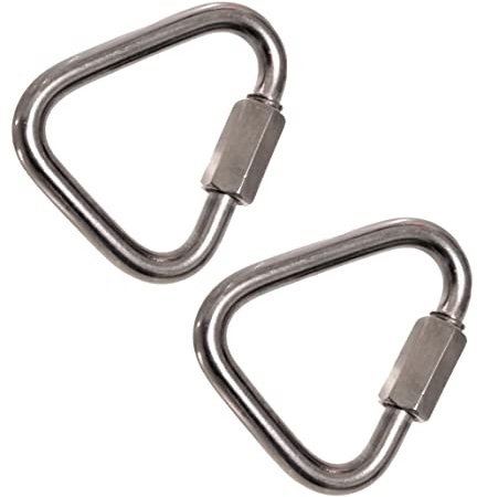 HGHN 2 Pack 2.2 Inch Quick Link Triangle,Quick Links Stainless Steel Triangle Carabiners Marine Grade, Silver, 2PCS