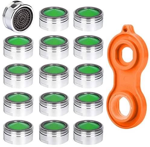 Vinabo Aérateur de Robinet,Mousseur Robinet,360° Pivotant Robinet, Gorgeurs Aérateur Robinet, à économie d'eau Robinet Filtre Régulateur Spray Tête Buse pour Cuisine Salle de Bains, 2 Modes, Argenté