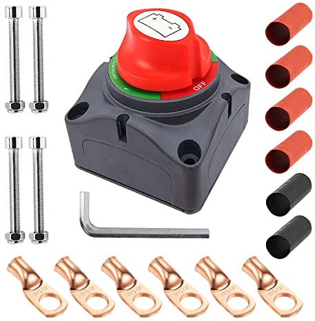 Ampper 1-2-Both-Off Batterietrennschalter, 12-48 V Batteriehauptschalter Trennschalter mit Lugs (1-2-Both-Off Kit)