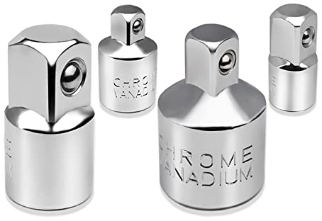 YEBOCIYO 4tlg Adapter Satz Stecknussadapter Set Stecknuss-Adapter für Ratschen 1/2 auf 3/8, 3/8 auf 1/2, 3/8 auf 1/4, 1/4 auf 3/8 für Knarren, Nuss, Steckschlüsseln