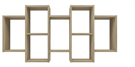 CDF Hängeregal Wandregal 129 cm mit 7 Fächern modernes Design offene Ablage für Wohnzimmer Büro Jugendzimmer dekorative Wandaufbewahrung Holzoptik - Eiche Sonoma