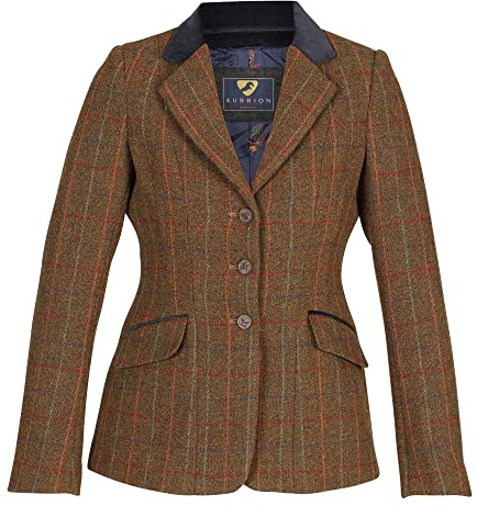 Shires Aubrion Saratoga - Chaqueta de equitación para mujer, diseño a cuadros