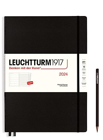 LEUCHTTURM1917 367694 Wochenkalender & Notizbuch Master (A4+) 2024, 12 Monate, Schwarz, Englisch