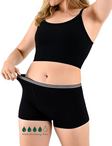 BeMee erioden-Unterwäsche | Nighttime Sleep Shorts für die Nacht aus Bambus-Viskose | auslaufsicher und saugstark für mittlere bis Starke Blutung (schwarz, Größe XS bis XXL)