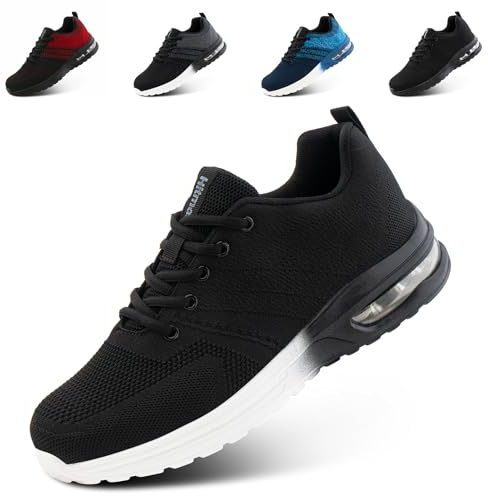 Hitmars Laufschuhe Herren Sportschuhe Damen Turnschuhe Joggingschuhe Sport Schuhe Luftkissen Running Atmungsaktiv Gym Sneaker Fitness Trailrunning Schwarz-Weiß EU 43