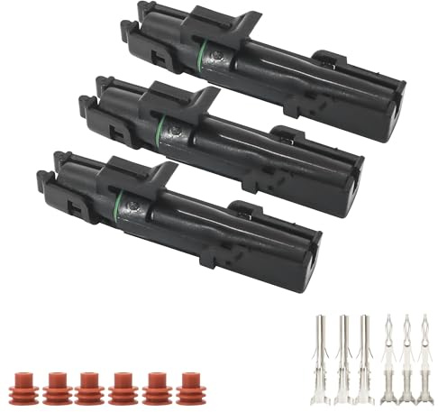 HISports 1 Pin Waterproof Electrical Wire Connector Terminal Plug Socket Professional Ignition Plug Connectors 18-14AWG Wire Harness Spark Plug Connector for Motorcycle Scooter Auto Truck Marine 3 Set