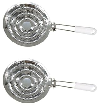 Fackelmann Lot de 2 diffuseurs de chaleur pour gazinière 20,5 cm | Diffuse mieux la chaleur, Acier inoxydable, Format 39,5 x 20,5 cm, Lot de 2 pour gazinière, Manche pliable, Grilles bruleur